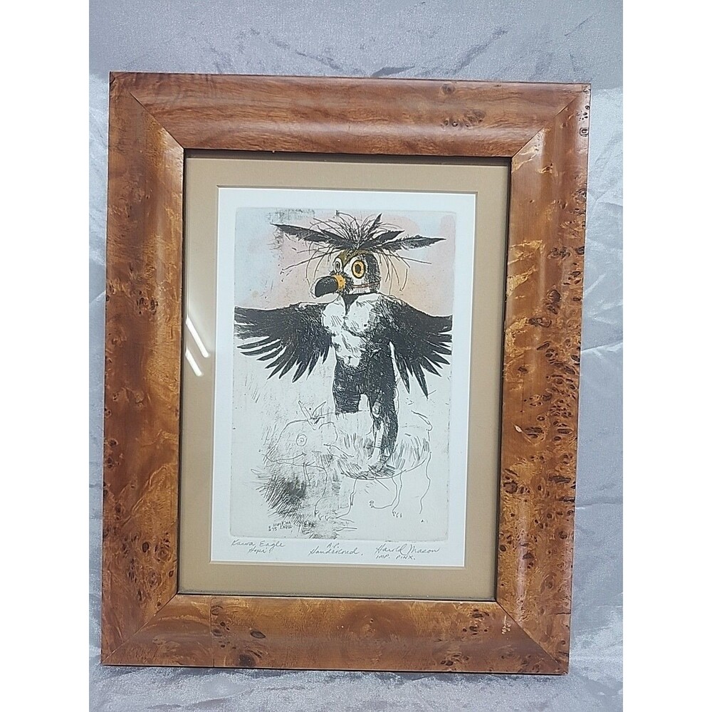 Kawa eagle Hopi Indian native american drawing art signed and dated Harold Mason
